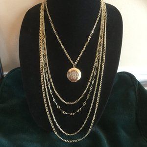 Citation Multi-chain Necklace Picture Pendant